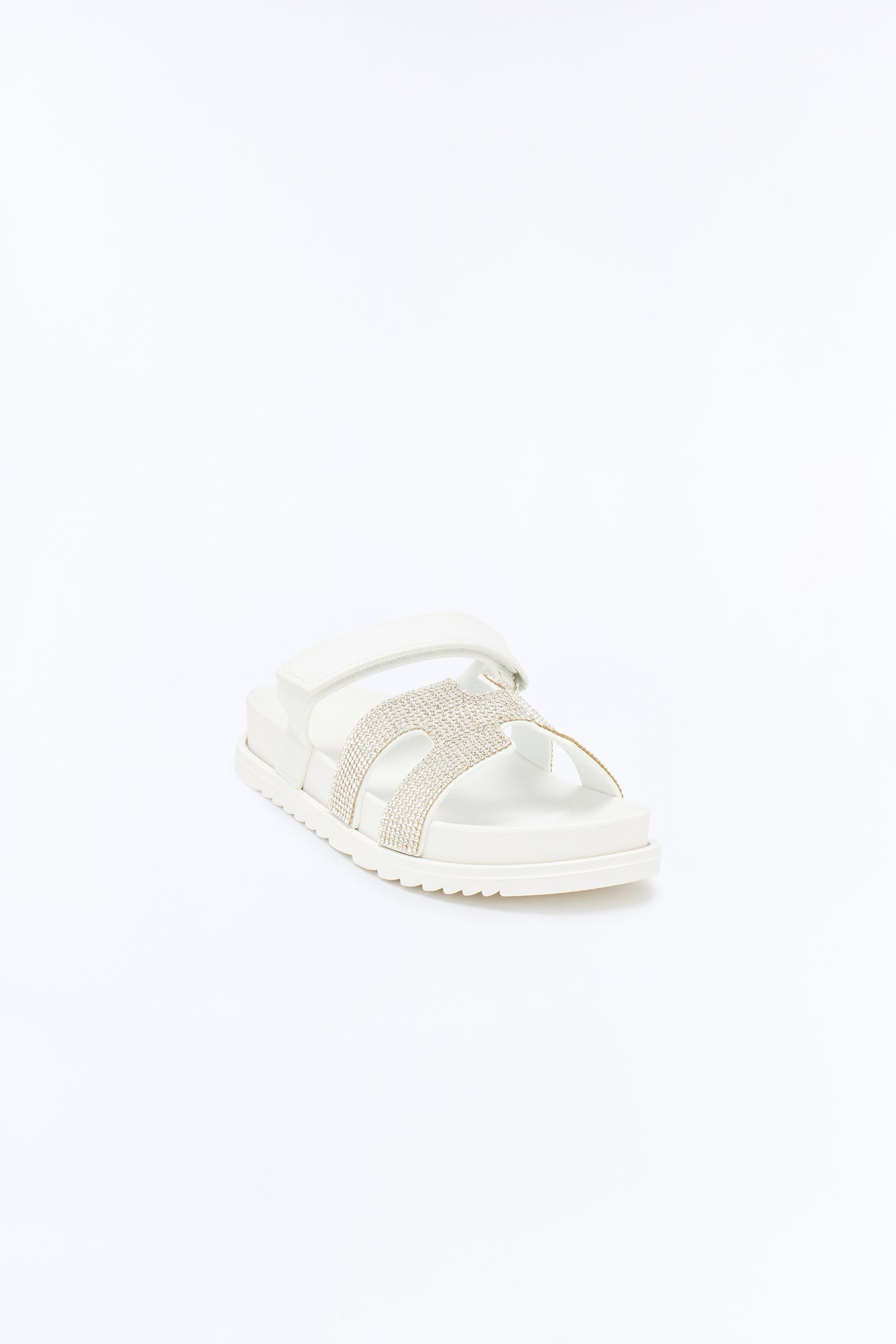 As I Go Embellished Casual Slides - White