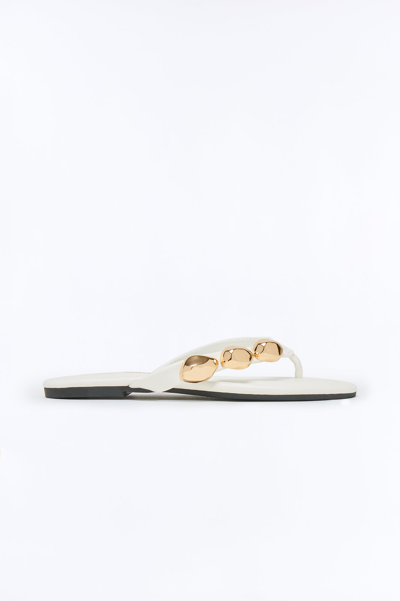 Chara Hardware Flip Flops - White
