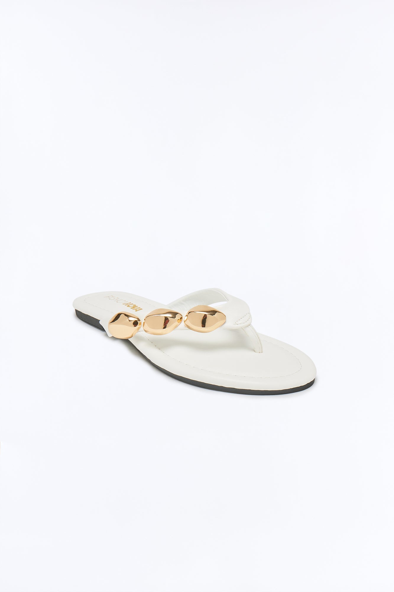 Chara Hardware Flip Flops - White