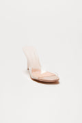 Shanley Faux Patent Stiletto Mules - Clear