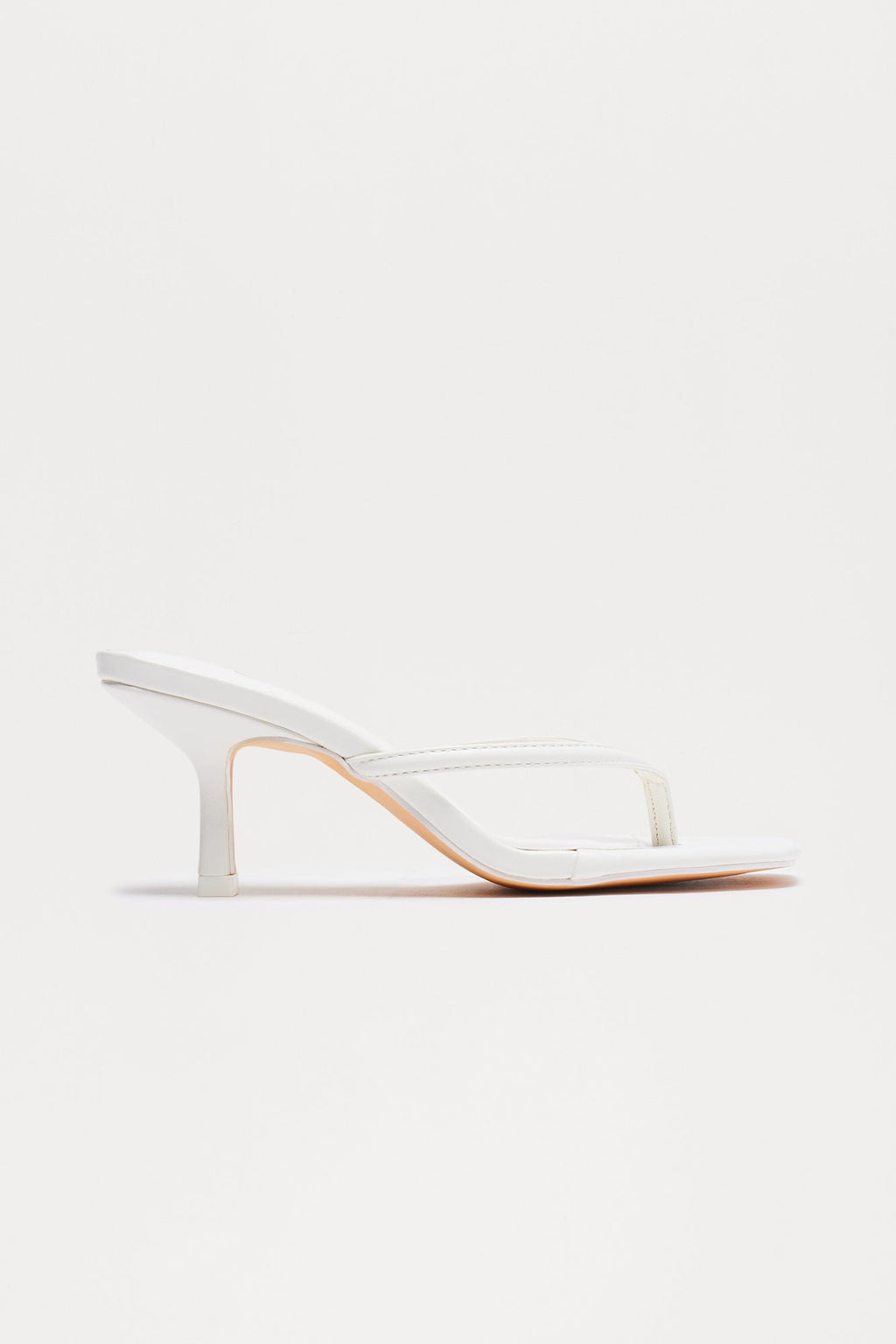 Yasmin Faux Leather Thong Heel Mules - White