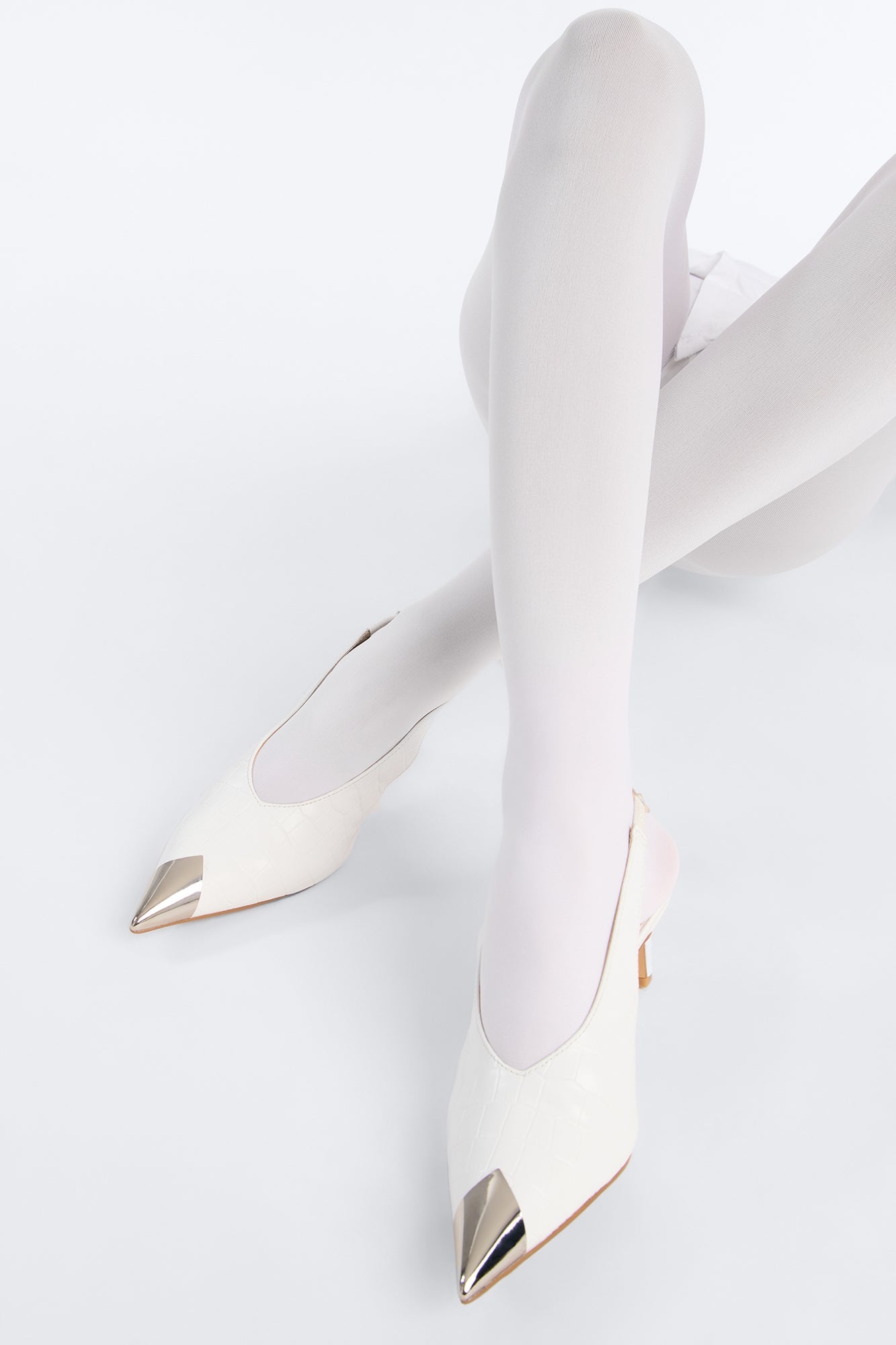 Kiros Croc Slingback Pumps - White