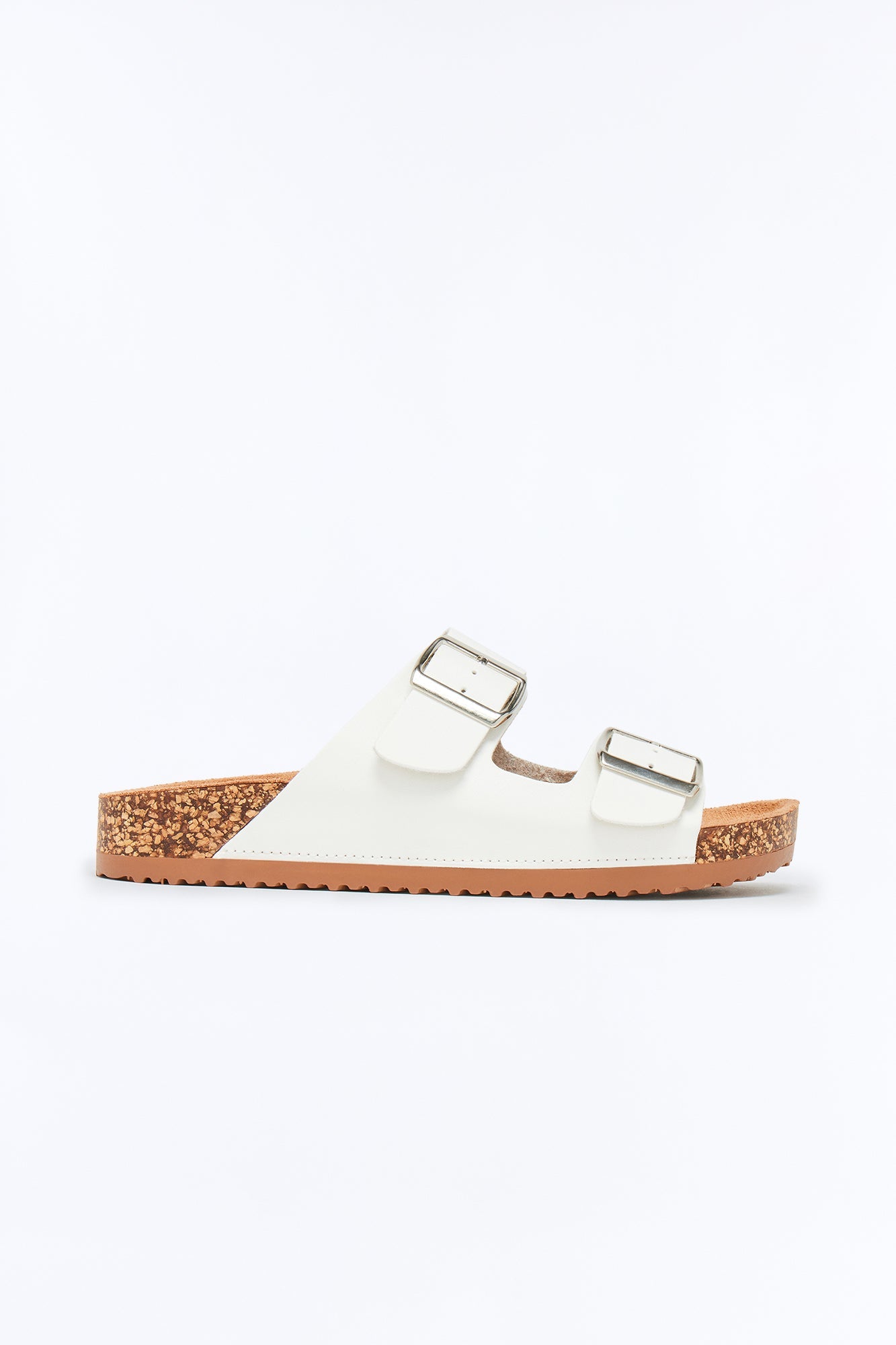 Jete Buckle Slides - White