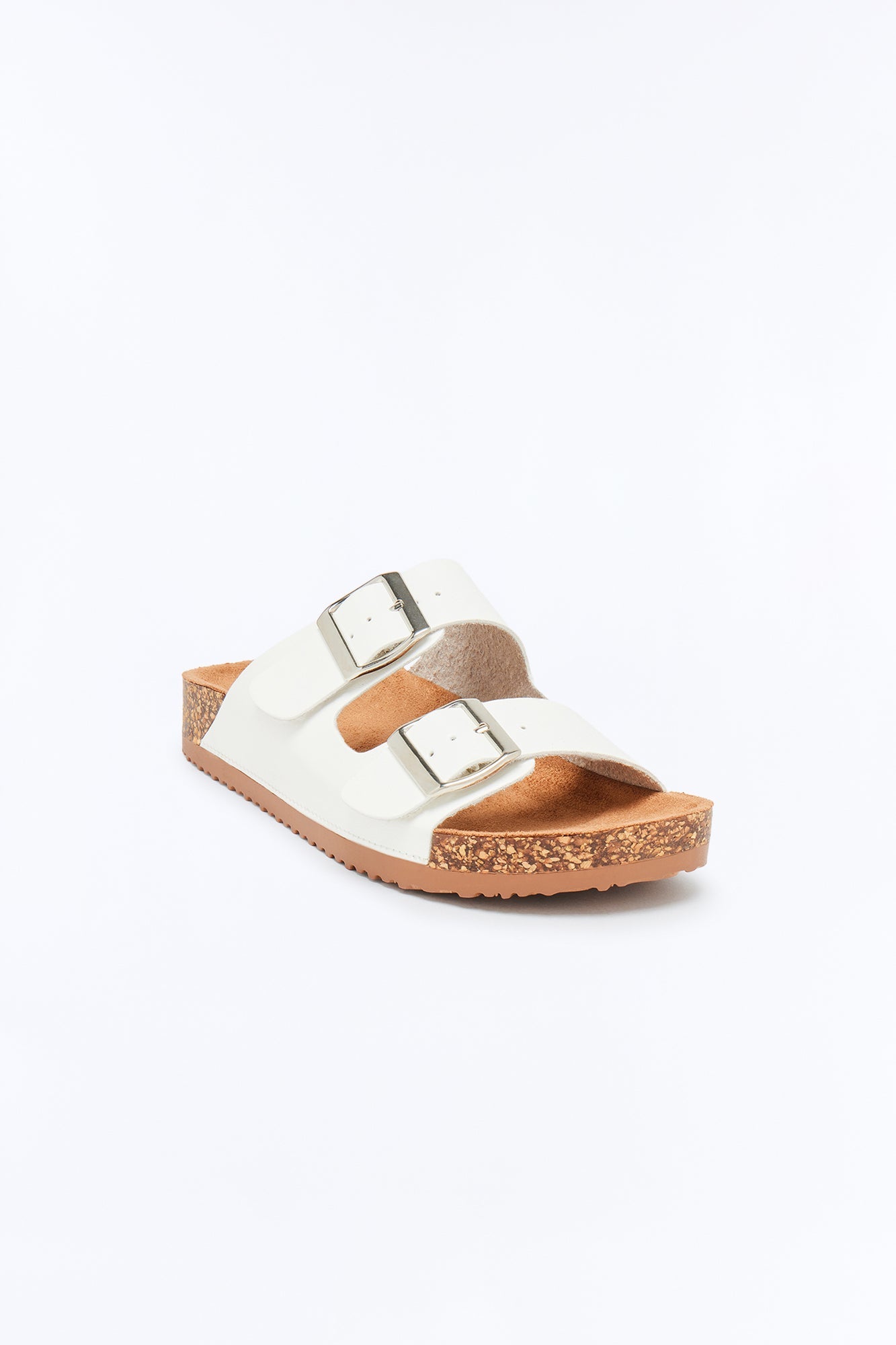 Jete Buckle Slides - White