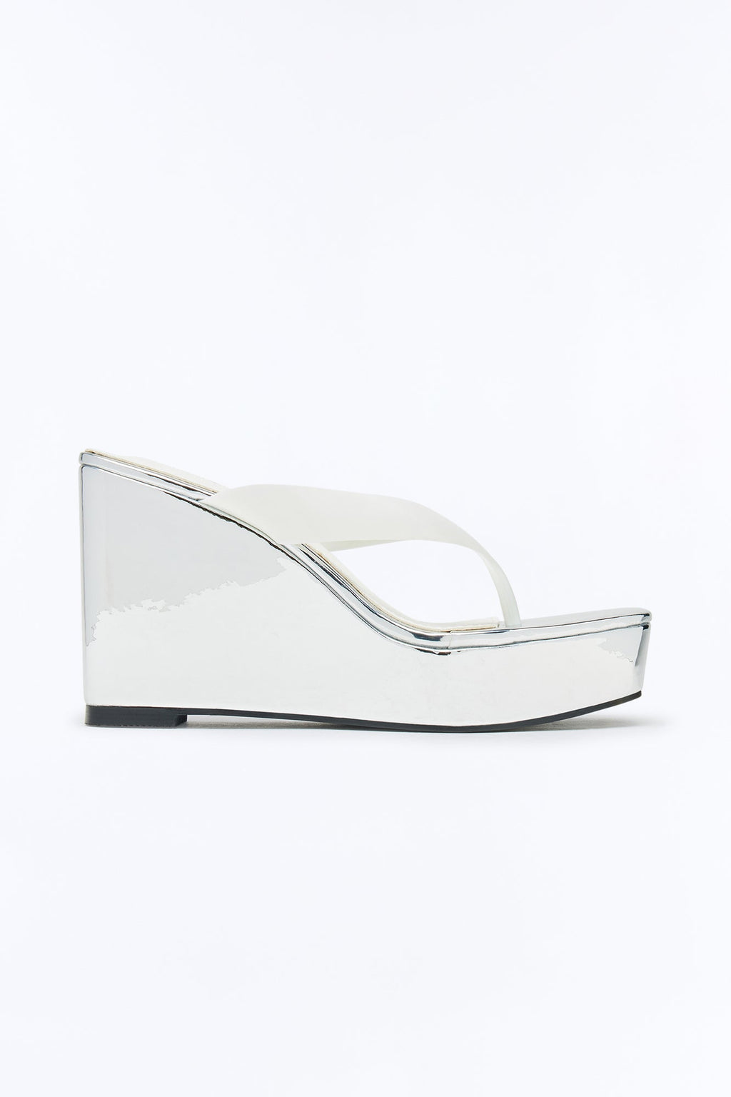 Kynn Patent Platform Thong Wedges - White