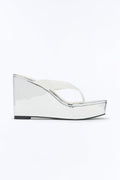 Kynn Patent Platform Thong Wedges - White