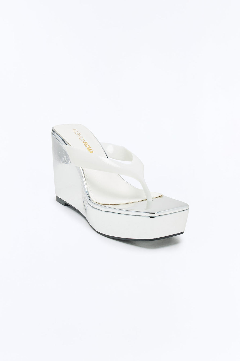 Kynn Patent Platform Thong Wedges - White