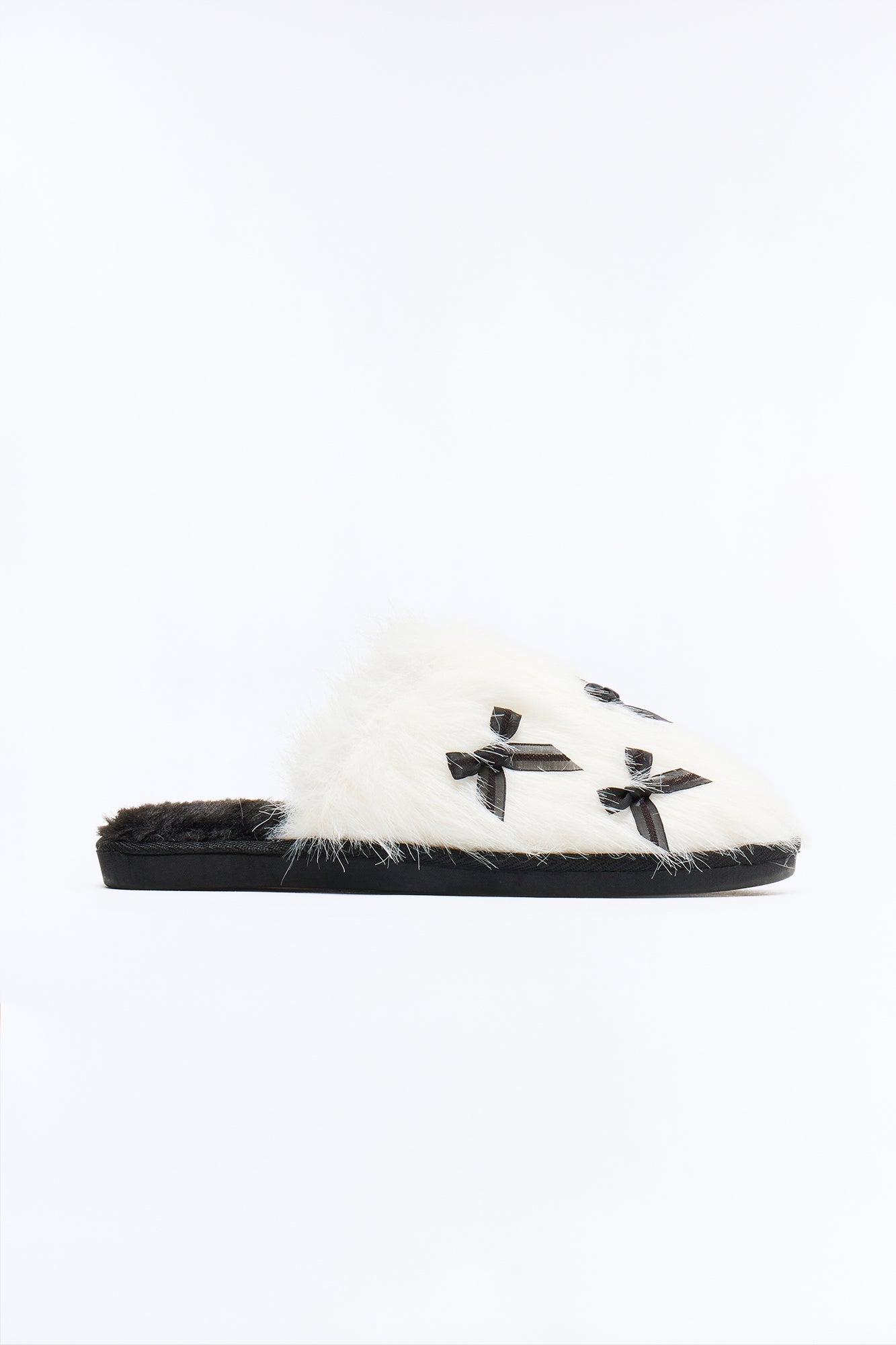Bellie Bow Slippers - White/Black