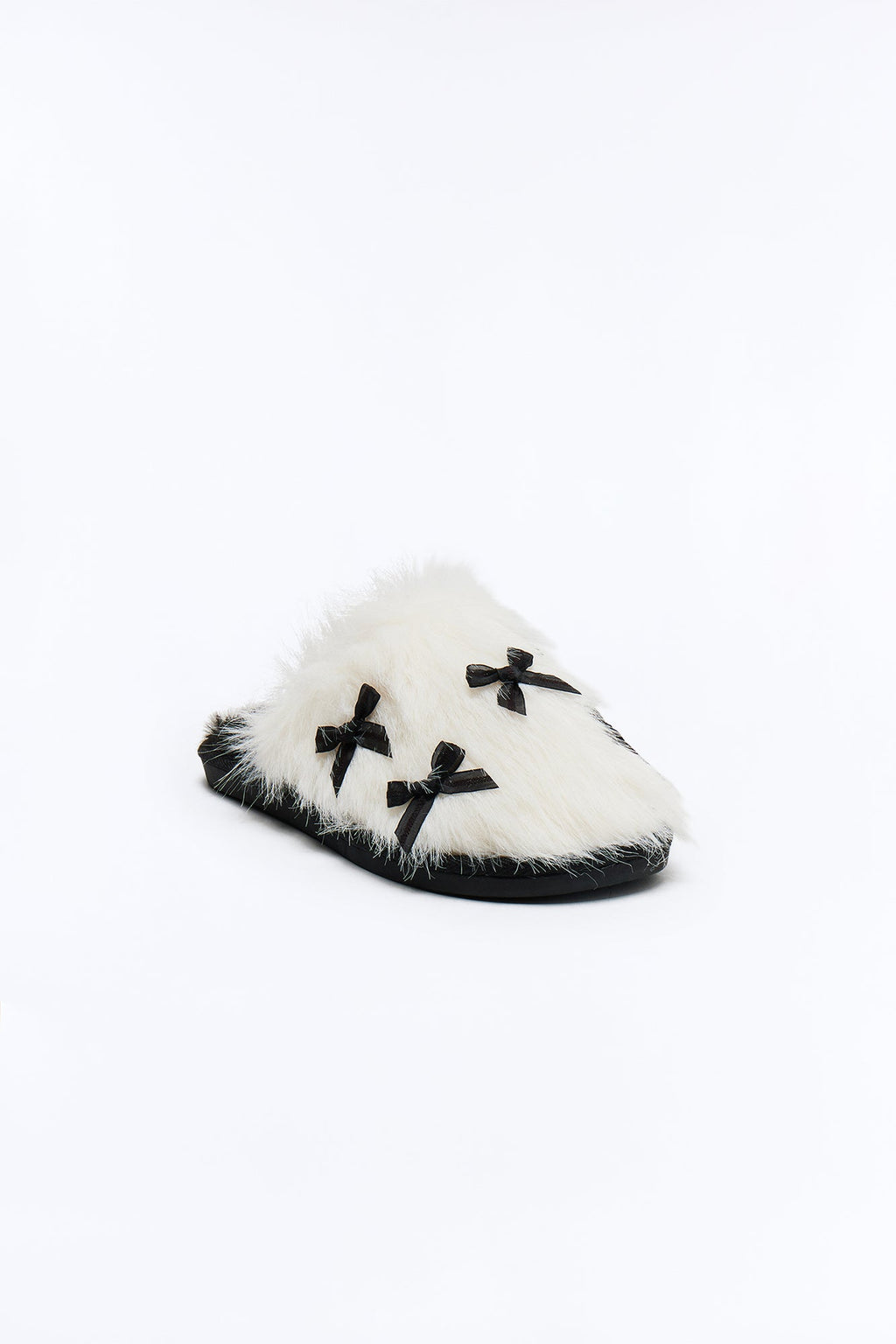 Bellie Bow Slippers - White/Black