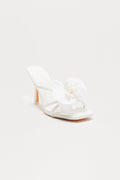 Orelia Flower Faux Leather Mules - White