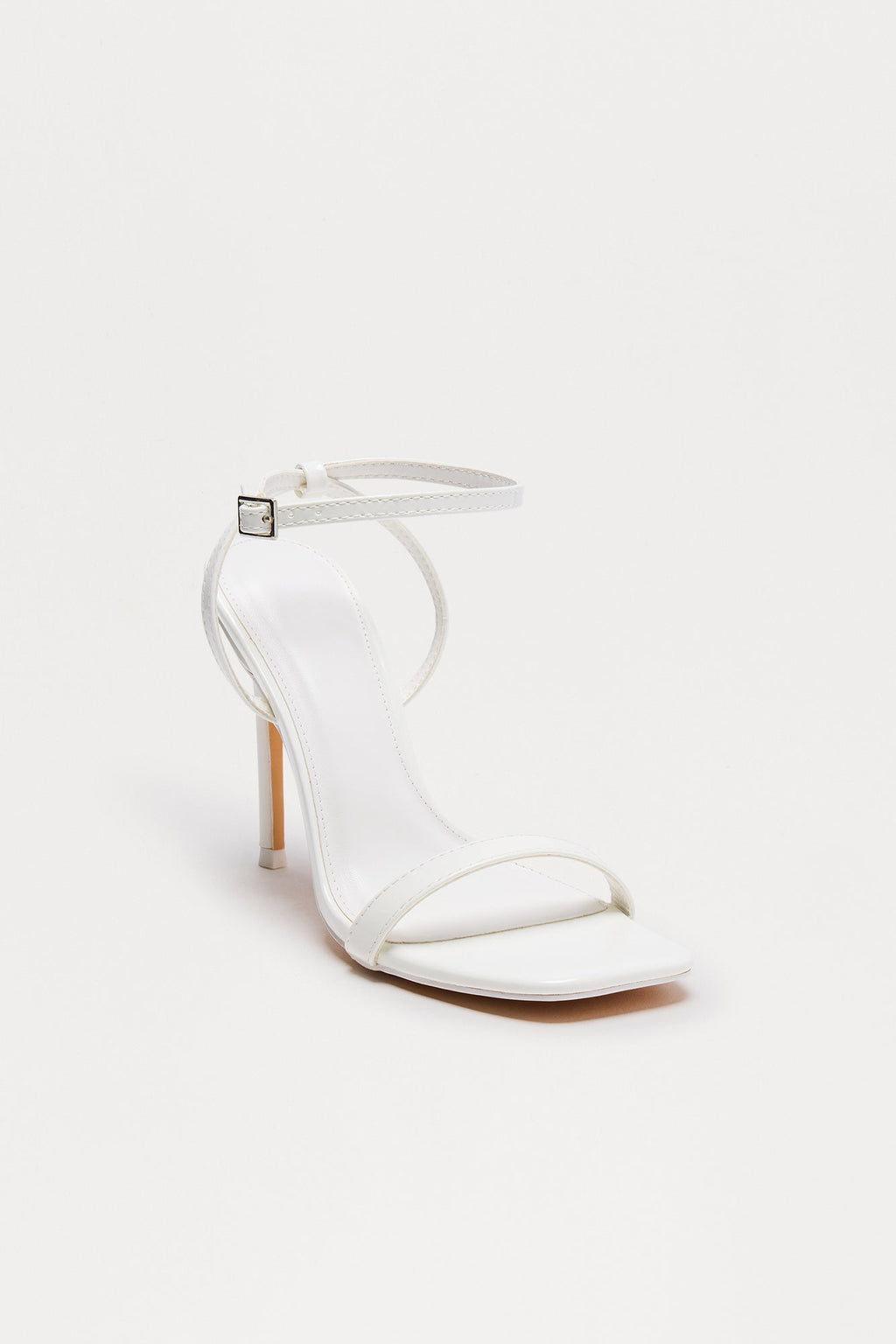 Serefina Square Toe Ankle Strap Heels - White
