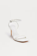 Serefina Square Toe Ankle Strap Heels - White