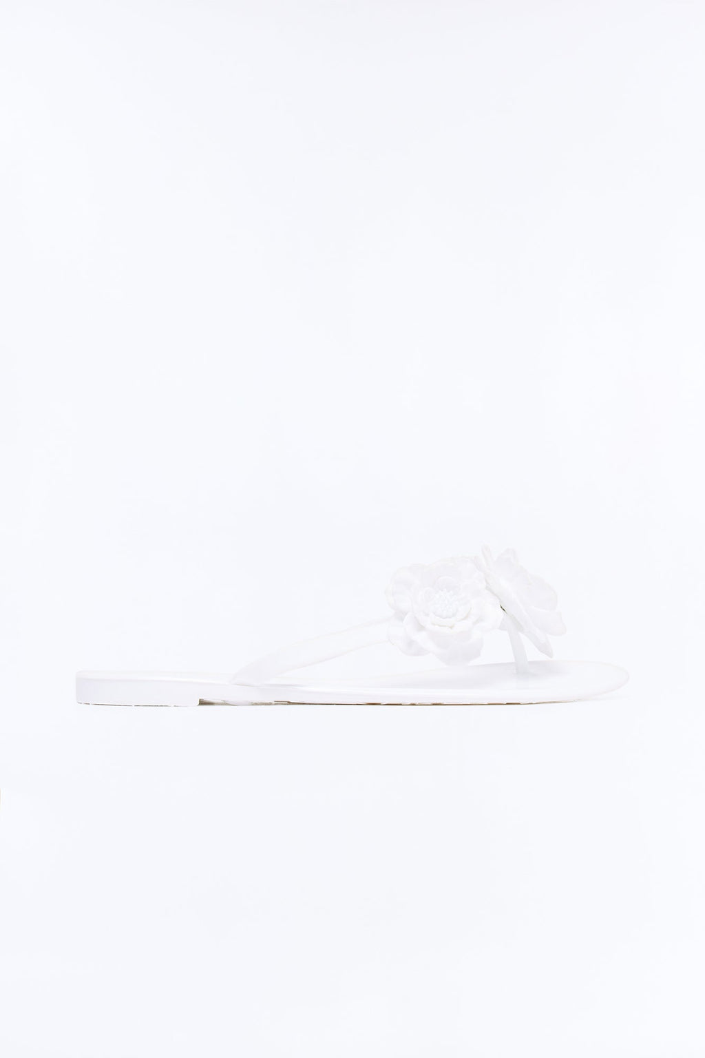 Frenchie Flower Flip Flops - White