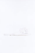 Frenchie Flower Flip Flops - White