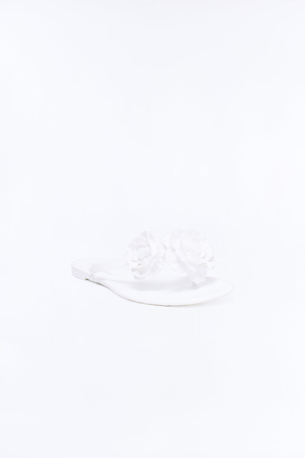 Frenchie Flower Flip Flops - White