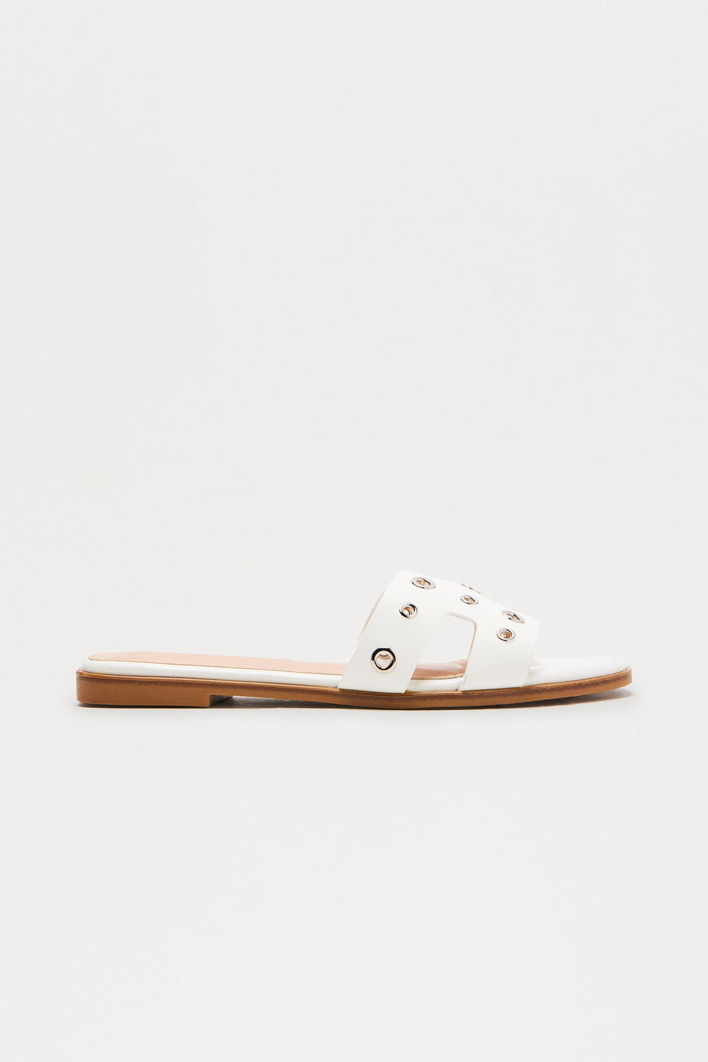 Mandie Grommet Slip On Sandals - White