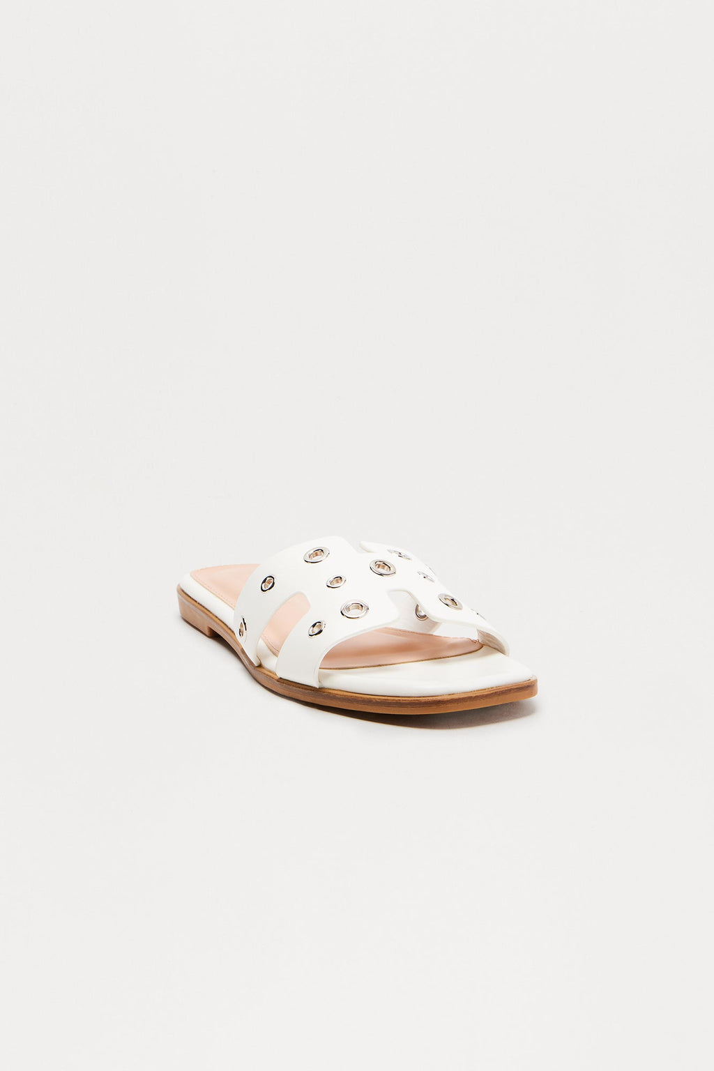 Mandie Grommet Slip On Sandals - White
