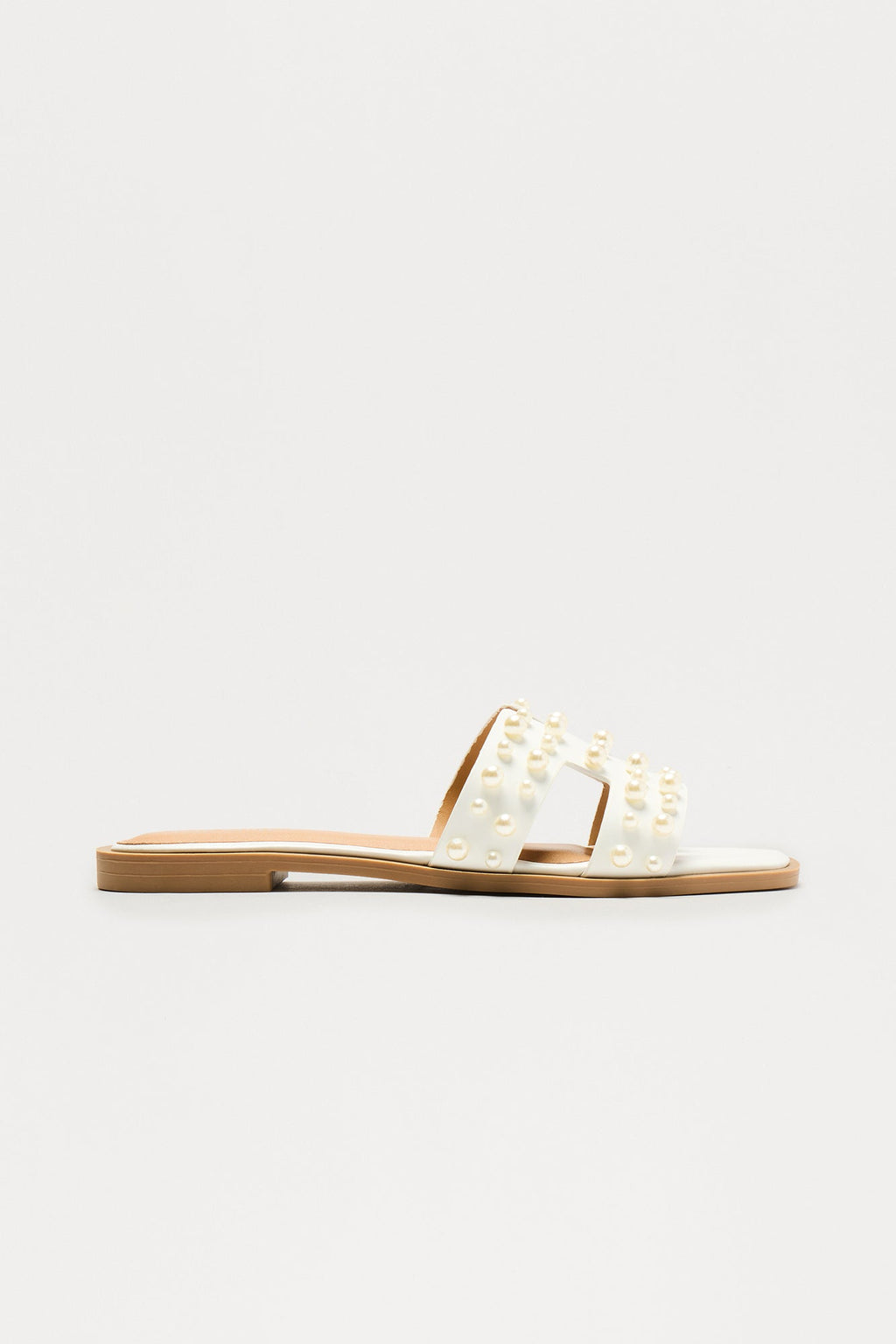 Wells Pearl Slip On Sandals - White