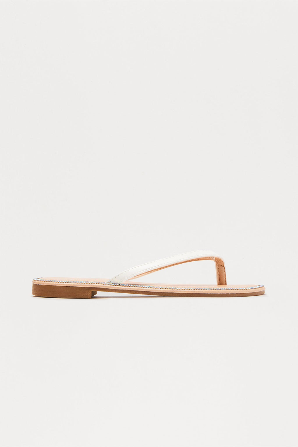 Topaz Rhinestone Flip Flops - White
