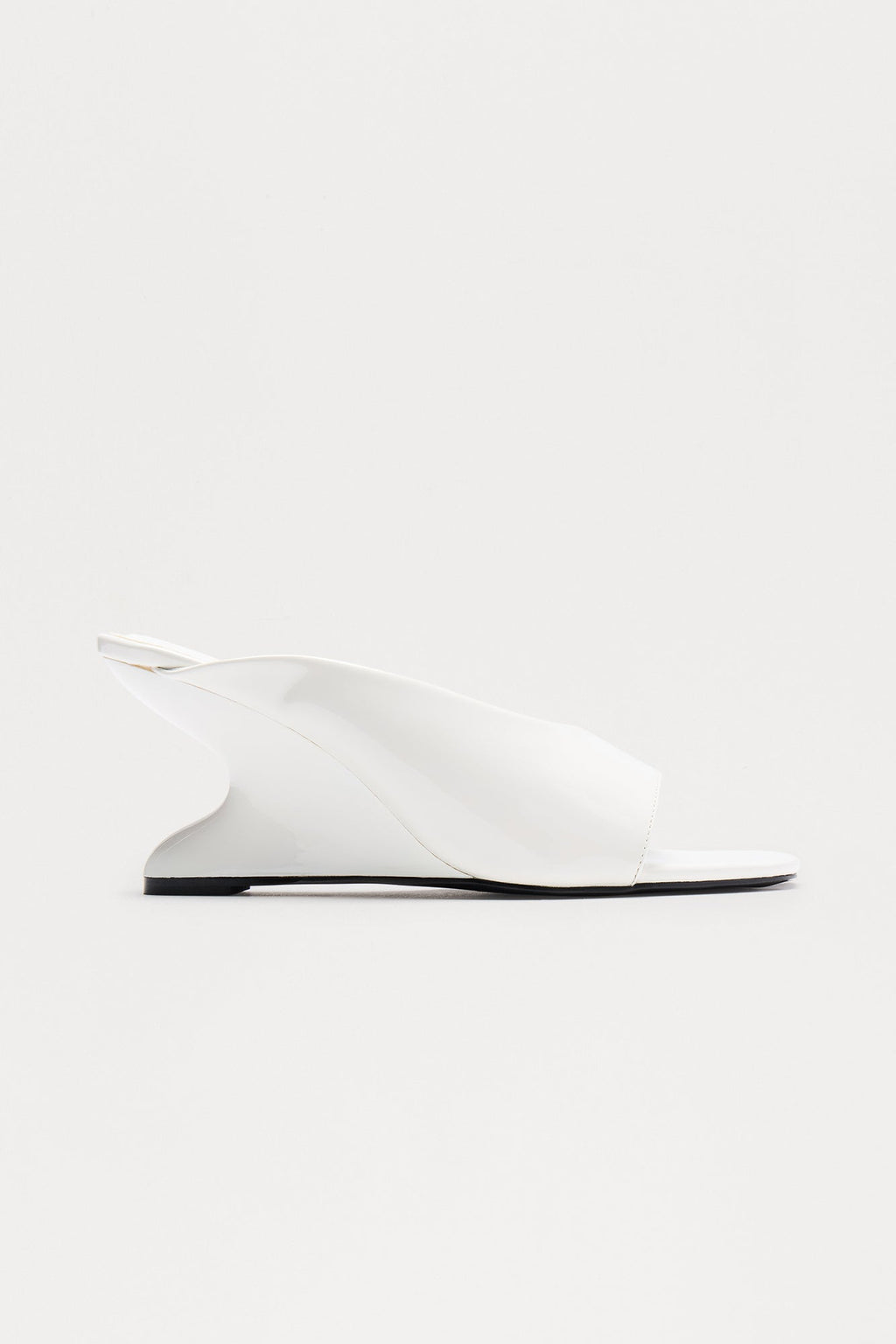 Curve Faux Patent Wedges - White
