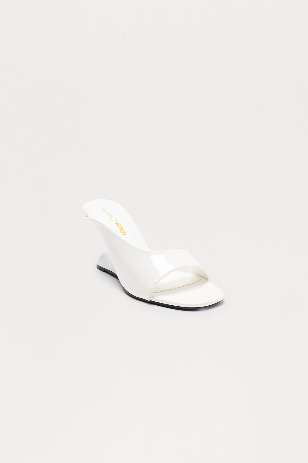 Curve Faux Patent Wedges - White