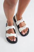Russ Woven Faux Leather Slides - White