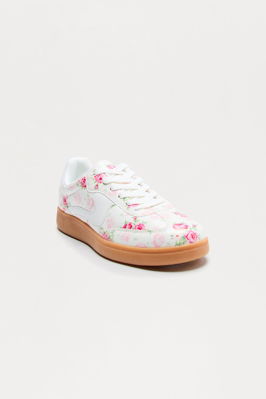 Lida Floral Lace Up Sneakers - White