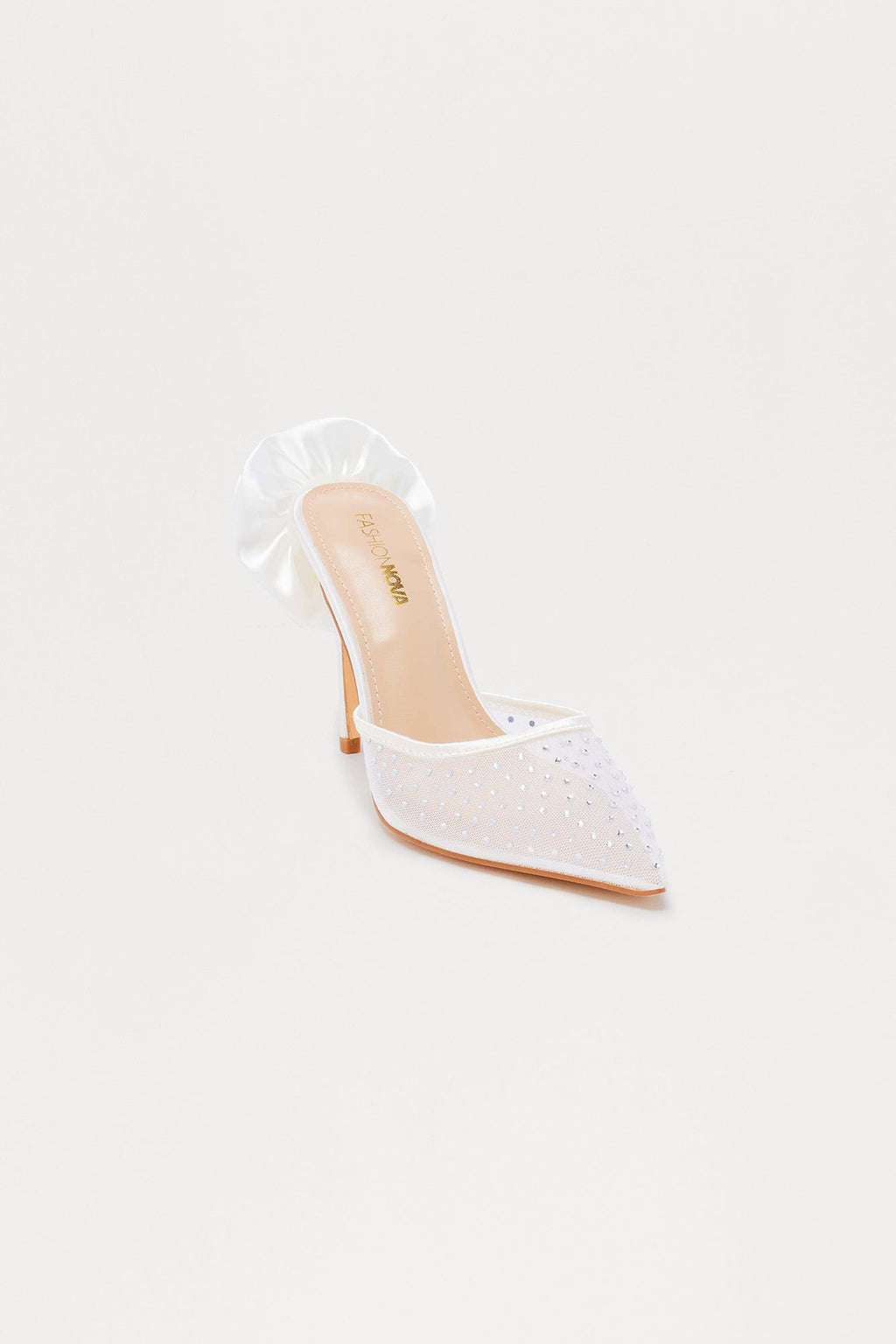 Halima Rhinestone Flower Pumps - White