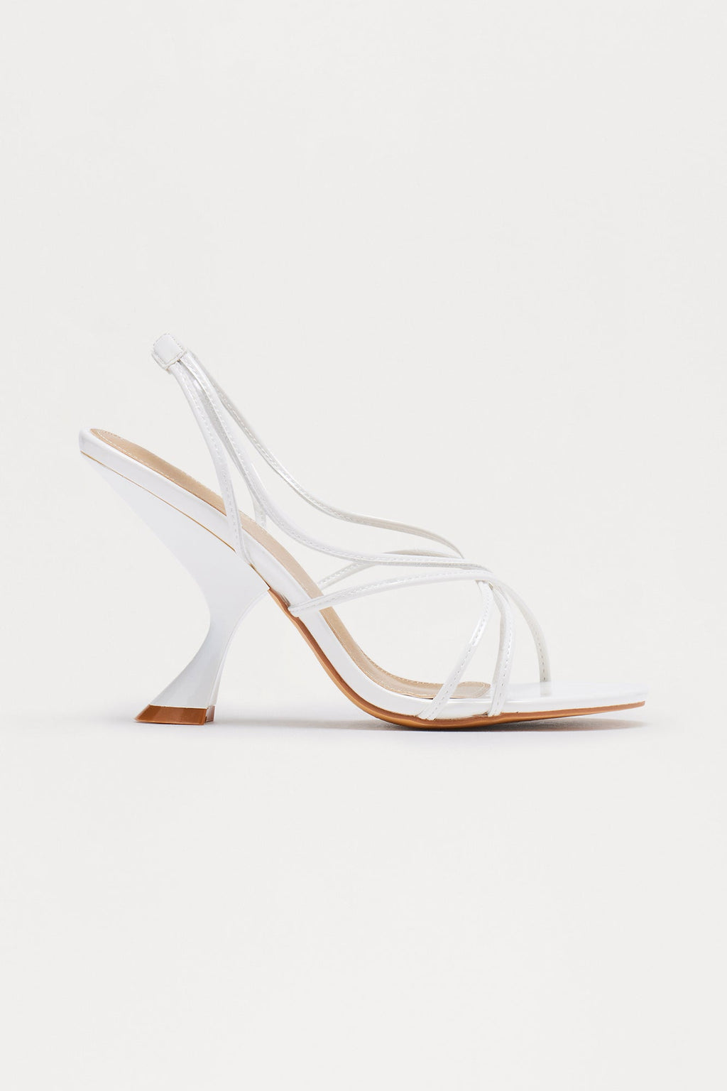 Calla Faux Patent Slingback Heels - White