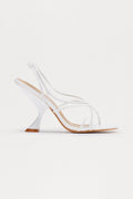 Calla Faux Patent Slingback Heels - White