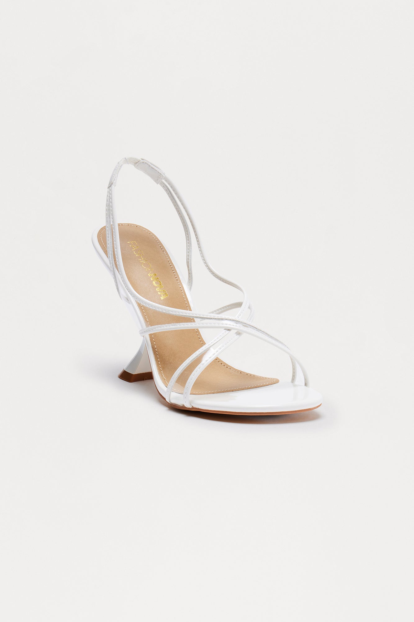 Calla Faux Patent Slingback Heels - White