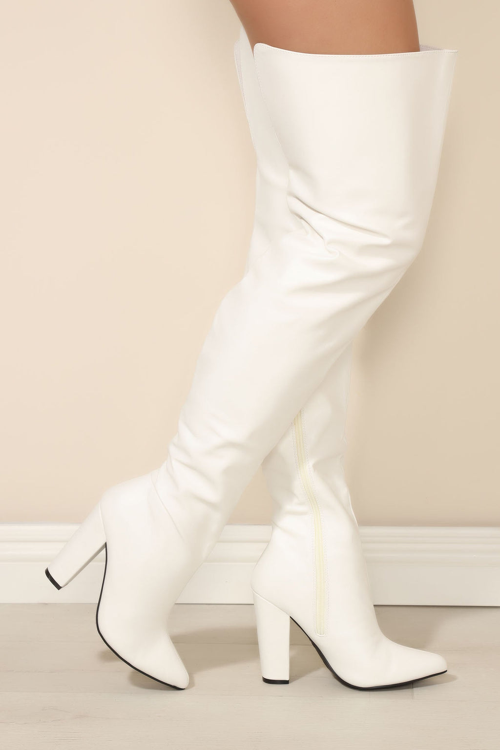 Serious Business Over The Knee Boots - White