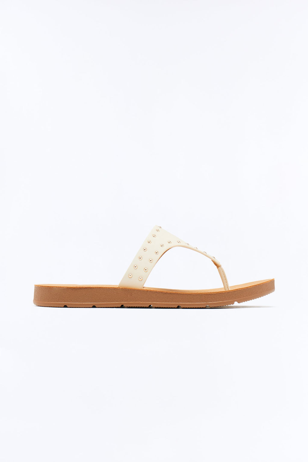 Nitara Studded Flip Flops - Bone