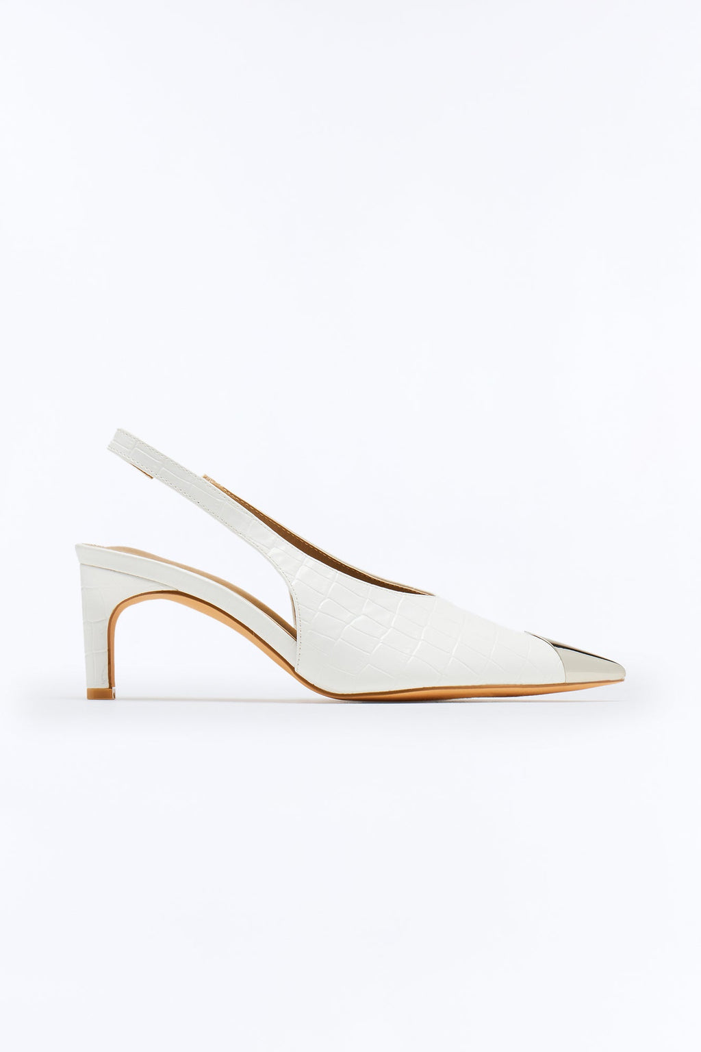 Kiros Croc Slingback Pumps - White