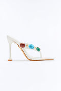 Edessa Stone Thong Heels - White