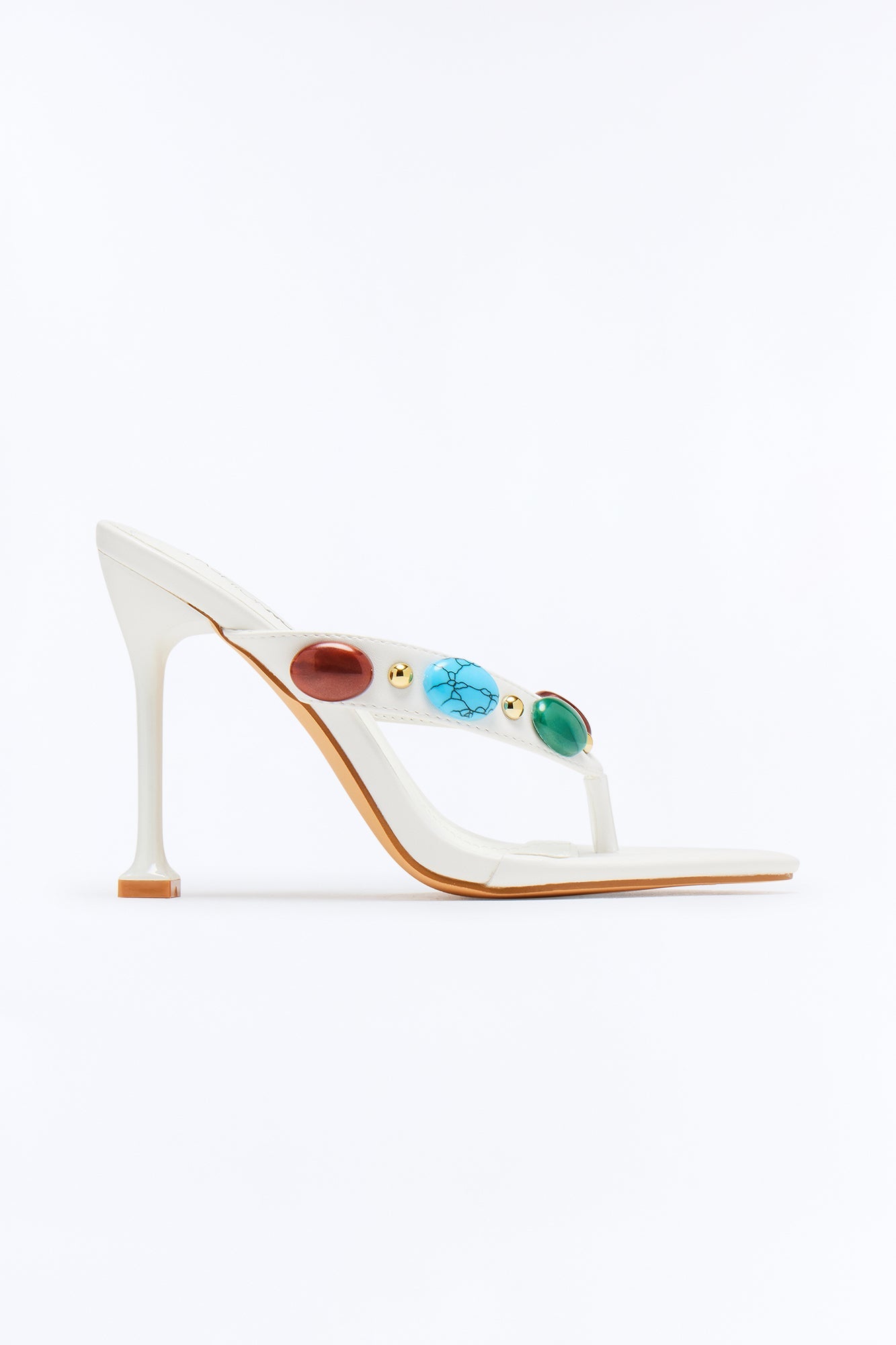 Edessa Stone Thong Heels - White