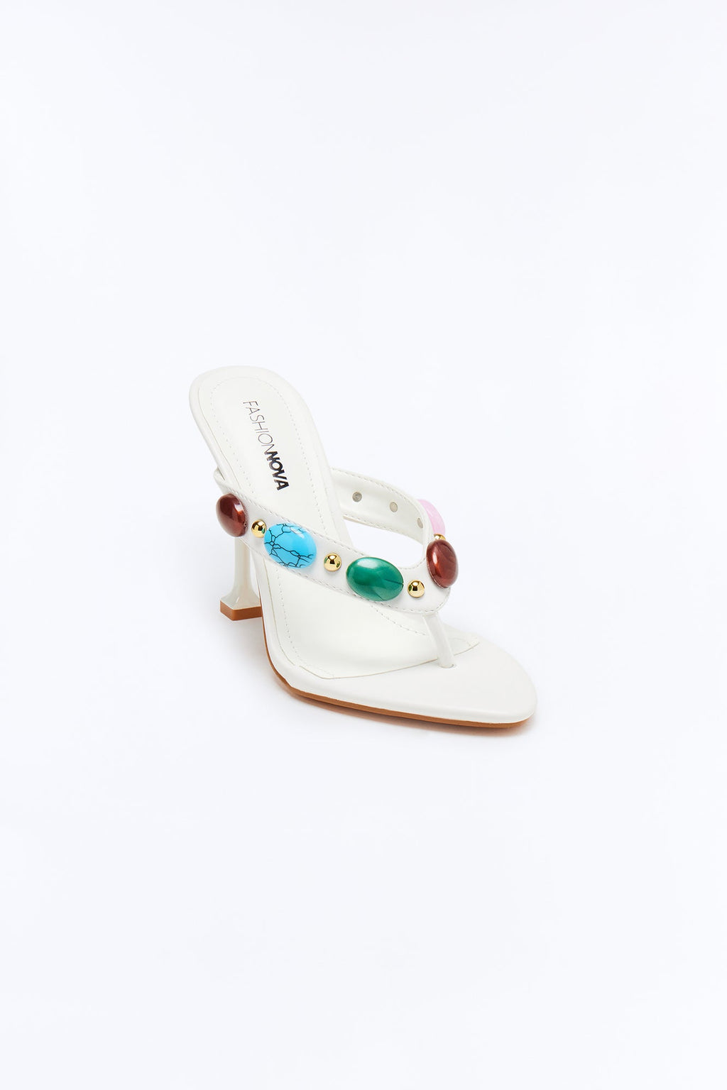 Edessa Stone Thong Heels - White